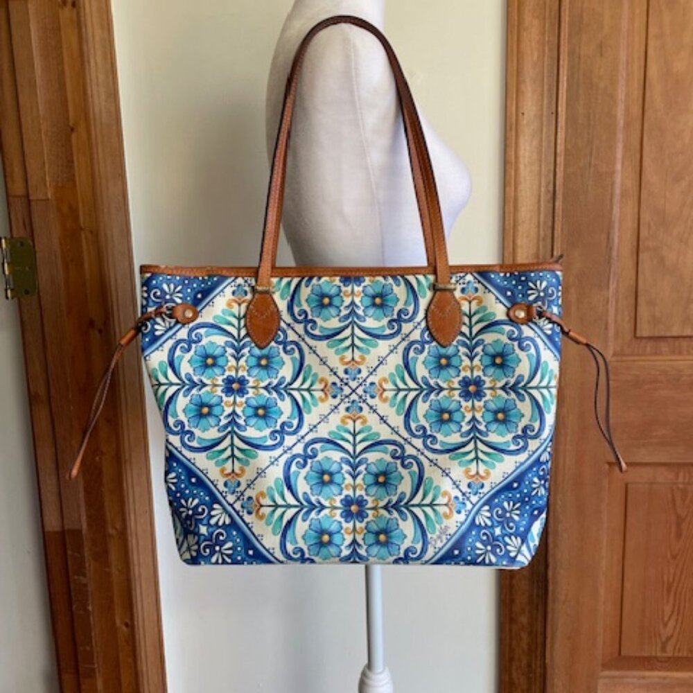 BRIGHTON Blues Solene Coated Canvas Shopper Zip Shopper Tote Bag - Picture 3 of 17